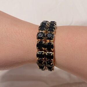 Black Diamond Elastic Bracelet - Costume Jewelry - Set of 2